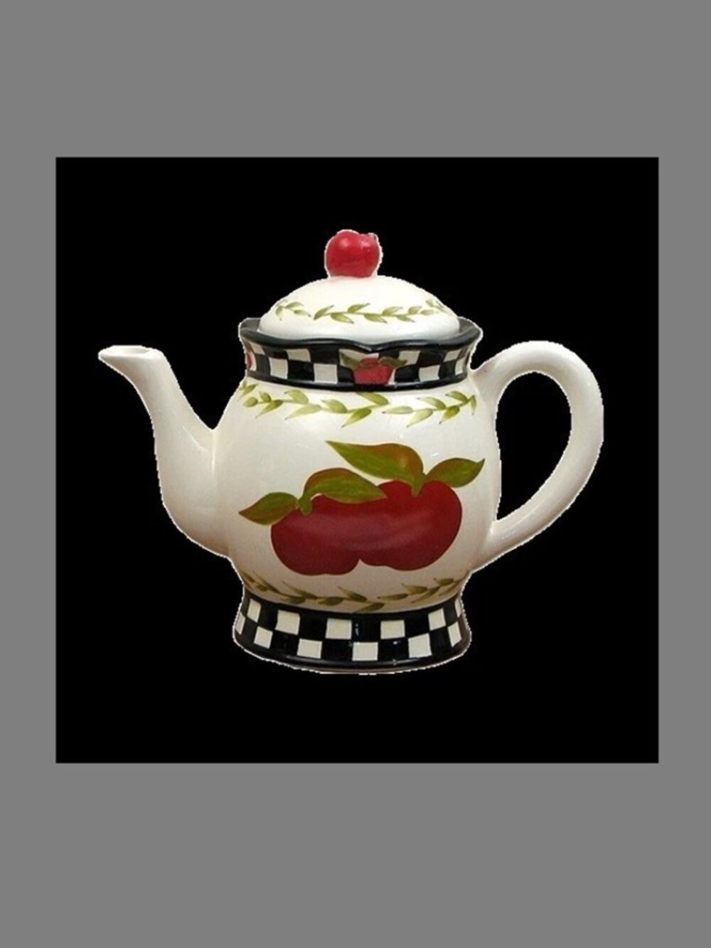Ceramic Apple Teapot 7 1/4" tall by 8 1/2" wide by 5" deep 10913